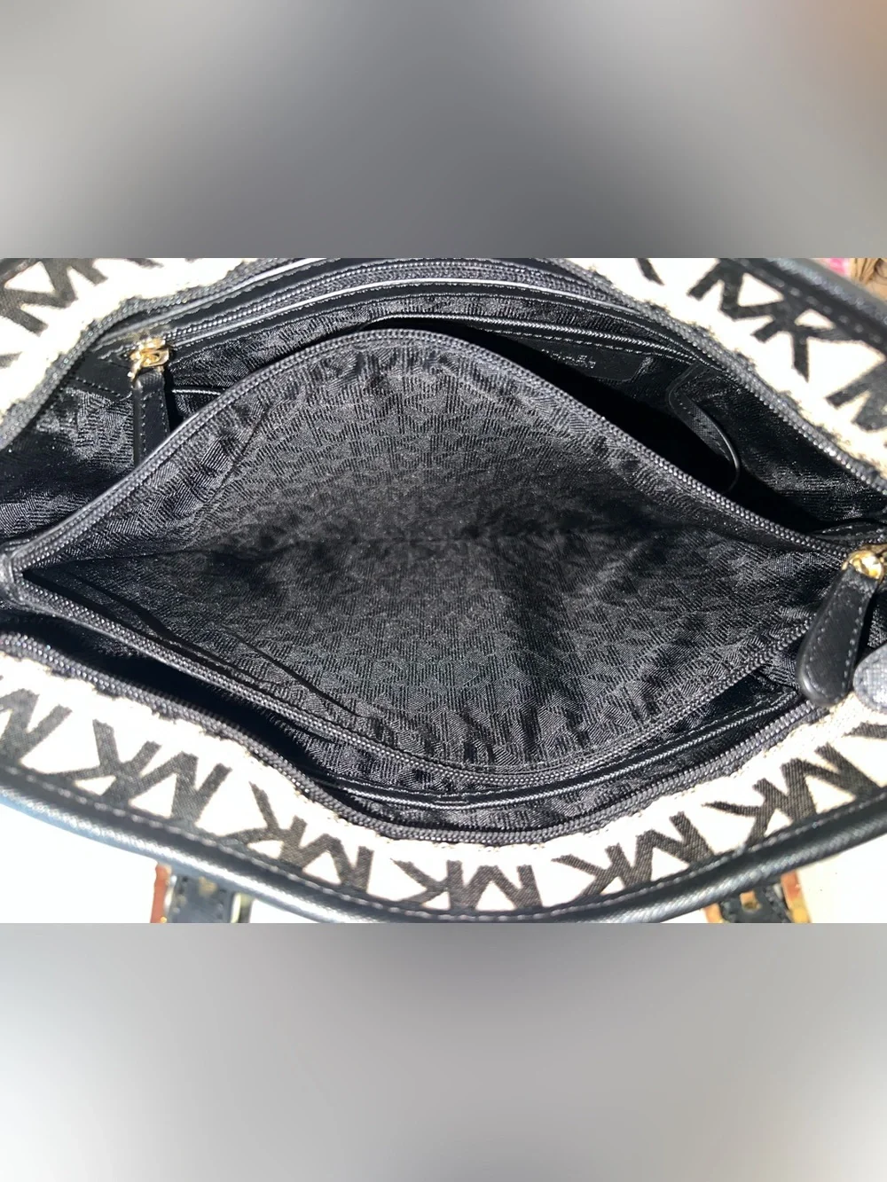 Michael Kors Tote In Signature Logo Canvas With Leather Straps & Gold-Tone Charm
